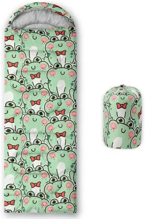 BSNTHO Kawaii Frog Camping Sleeping Bags,3 Season Warm & Cool Weather,Lightweight,Waterproof Sleeping Bags for Adults & Kids,Traveling,and Outdoors,Camping Gear Equipment,31x90inch