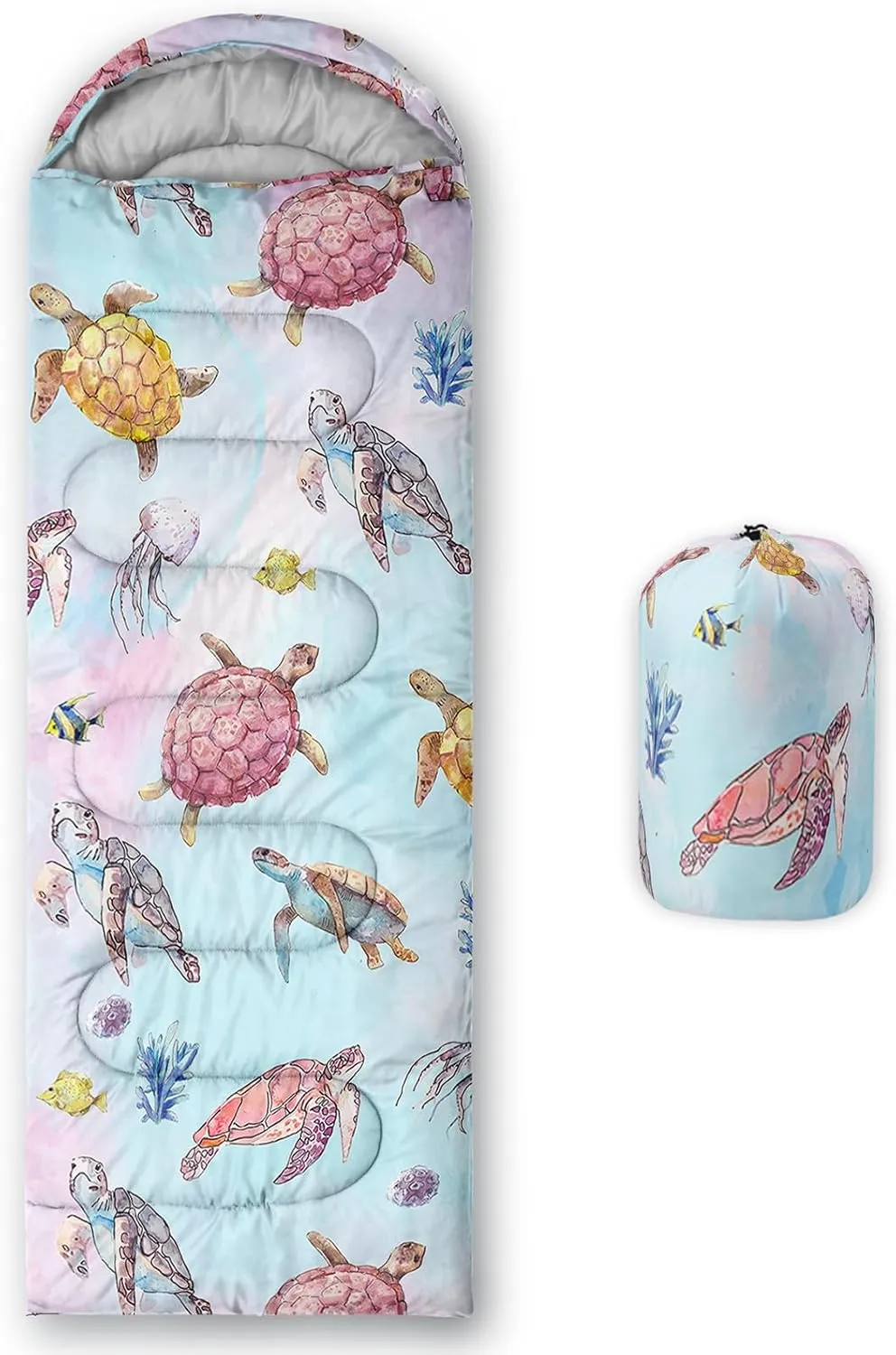 BSNTHO Turtle Camping Sleeping Bags,3 Season Warm & Cool Weather,Lightweight,Waterproof Sleeping Bags for Adults & Kids,Traveling,and Outdoors,Camping Gear Equipment,31x90inch