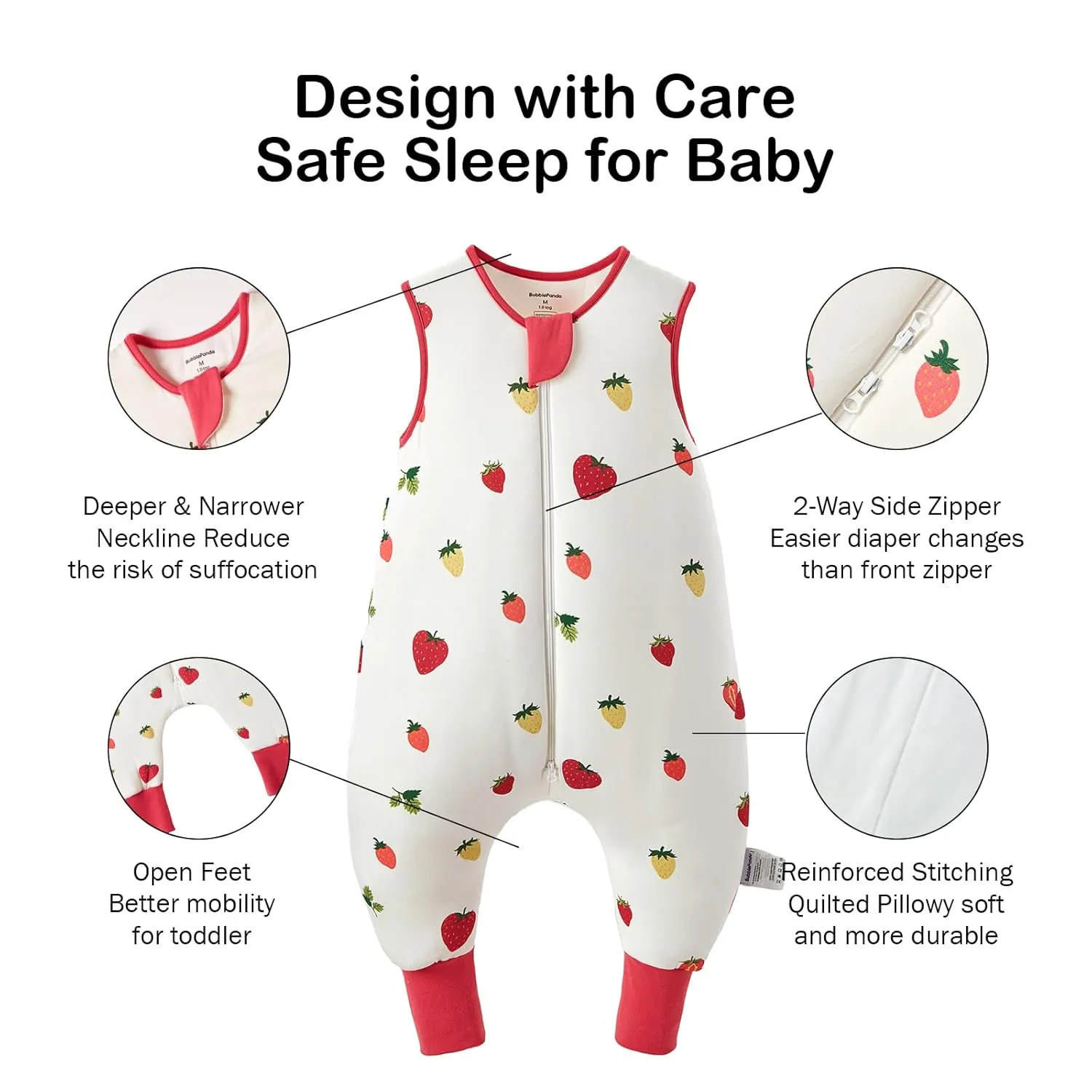 BubblePanda Rayon Made from Bamboo Toddler Sleep Sack with Feet 24-36 Months 1.0 Tog Ultra Soft Toddler Sleeping Sack 2t-3t Sleep Bag Walker Quilted Wearable Blanket with Legs 2-Way Zipper Lightweight