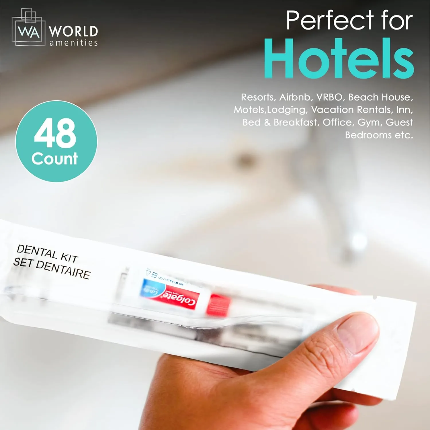 Bulk Disposable Dental Kit Bundle with Toothbrush and Toothpaste | 48 Count | Individually Wrapped - Travel Size Toiletries, Guest Hotel Amenities