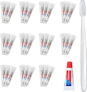 Bulk Disposable Dental Kit Bundle with Toothbrush and Toothpaste | 48 Count | Individually Wrapped - Travel Size Toiletries, Guest Hotel Amenities