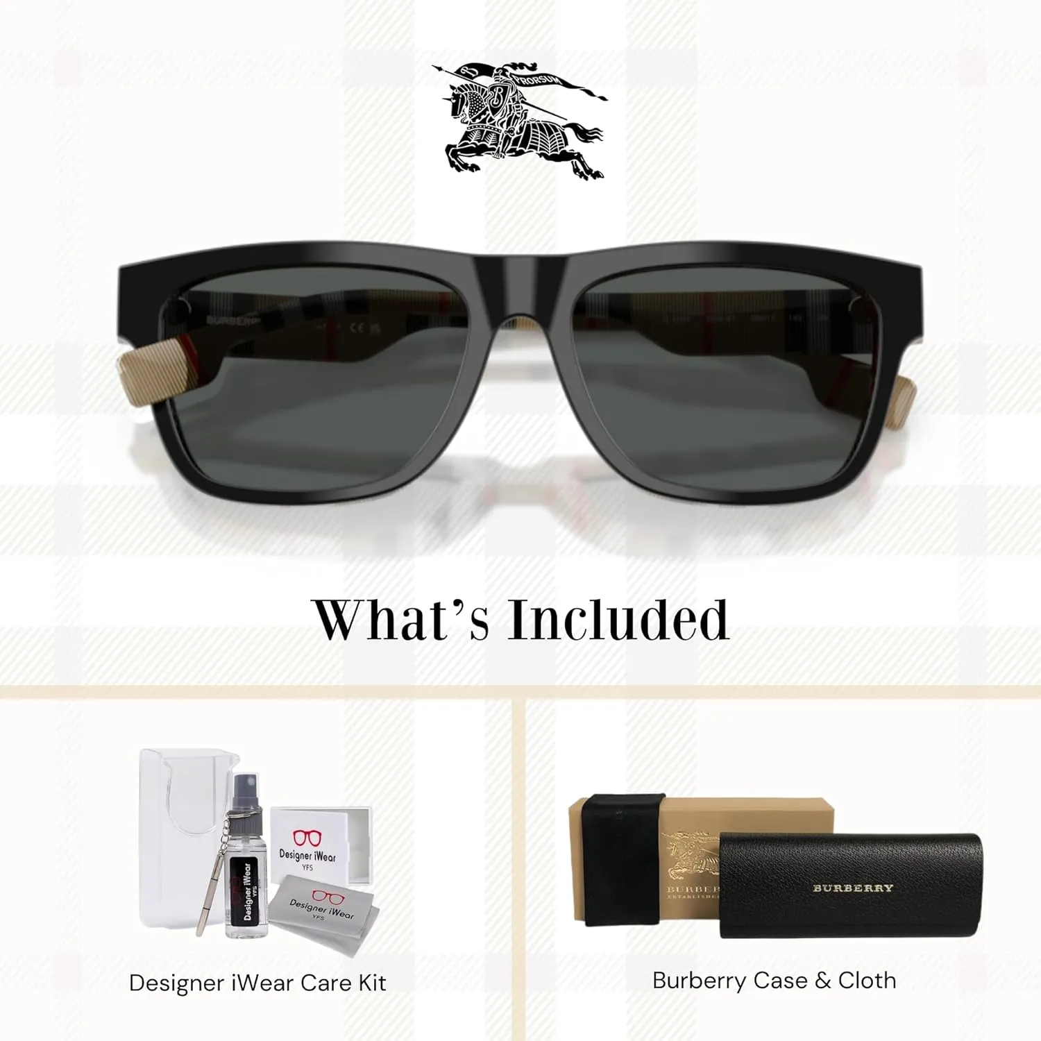 BURBERRY BE4293 Square Sunglasses For men For women   BUNDLE with Designer iWear Eyewear Kit