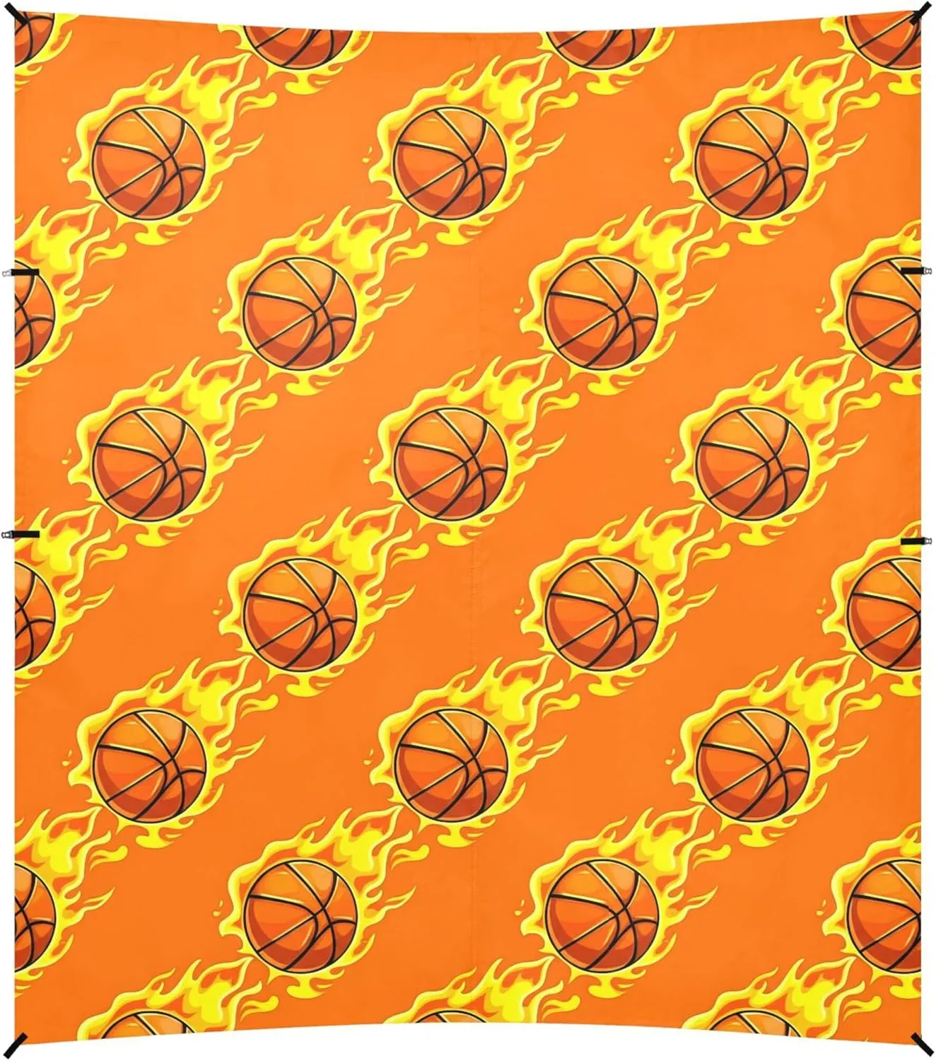Burbuja Cartoon Basketballs with Flames Beach Canopy Windproof Beach Tent Sun Shade with 4 Sandbags & Sand Shovel, Portable Sun Shelter for Family Camping Picnic