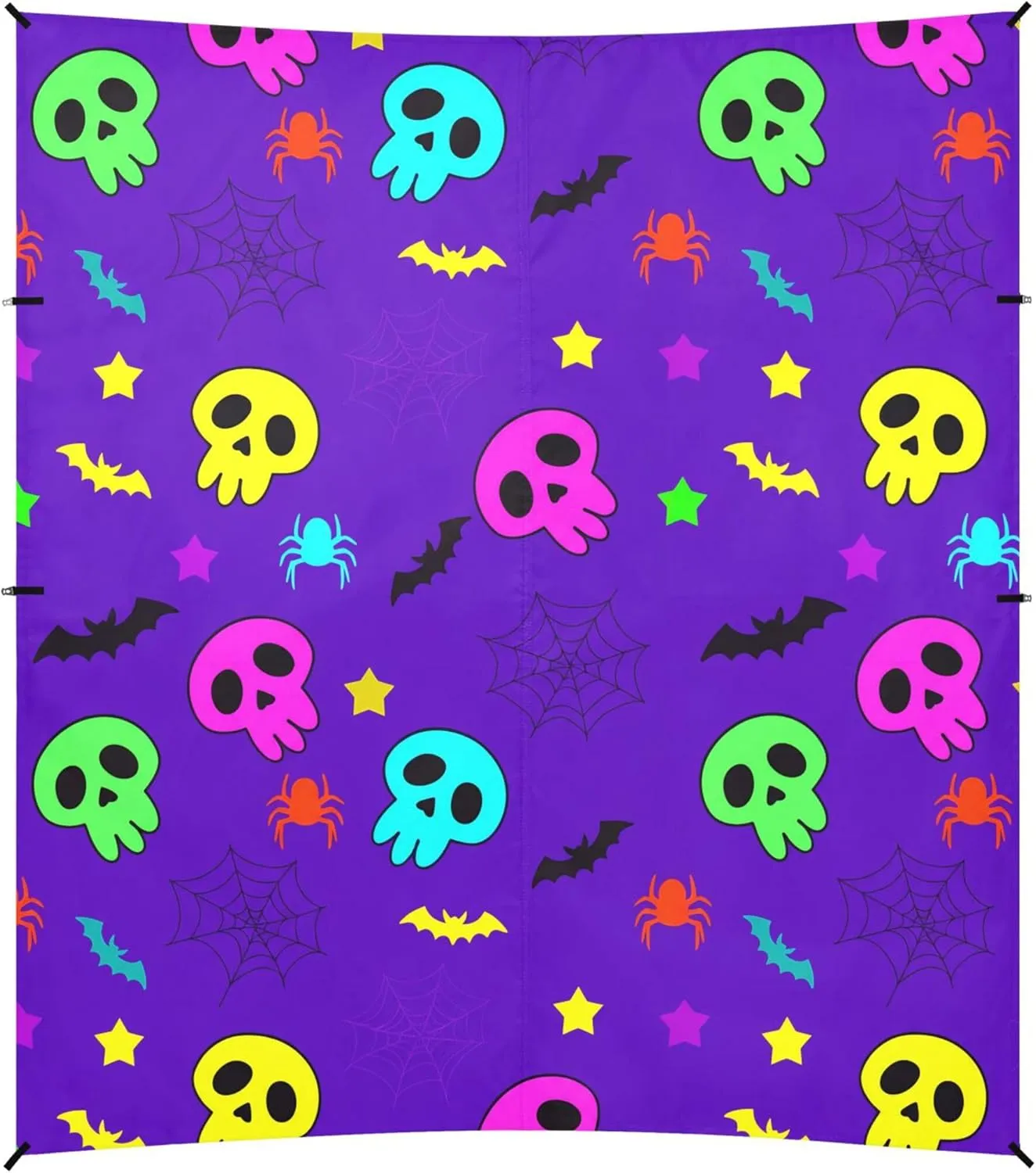 Burbuja Cartoon Skulls Beach Canopy Windproof Beach Tent Sun Shade with 4 Sandbags & Sand Shovel, Portable Sun Shelter for Family Camping Picnic