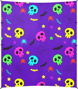 Burbuja Cartoon Skulls Beach Canopy Windproof Beach Tent Sun Shade with 4 Sandbags & Sand Shovel, Portable Sun Shelter for Family Camping Picnic