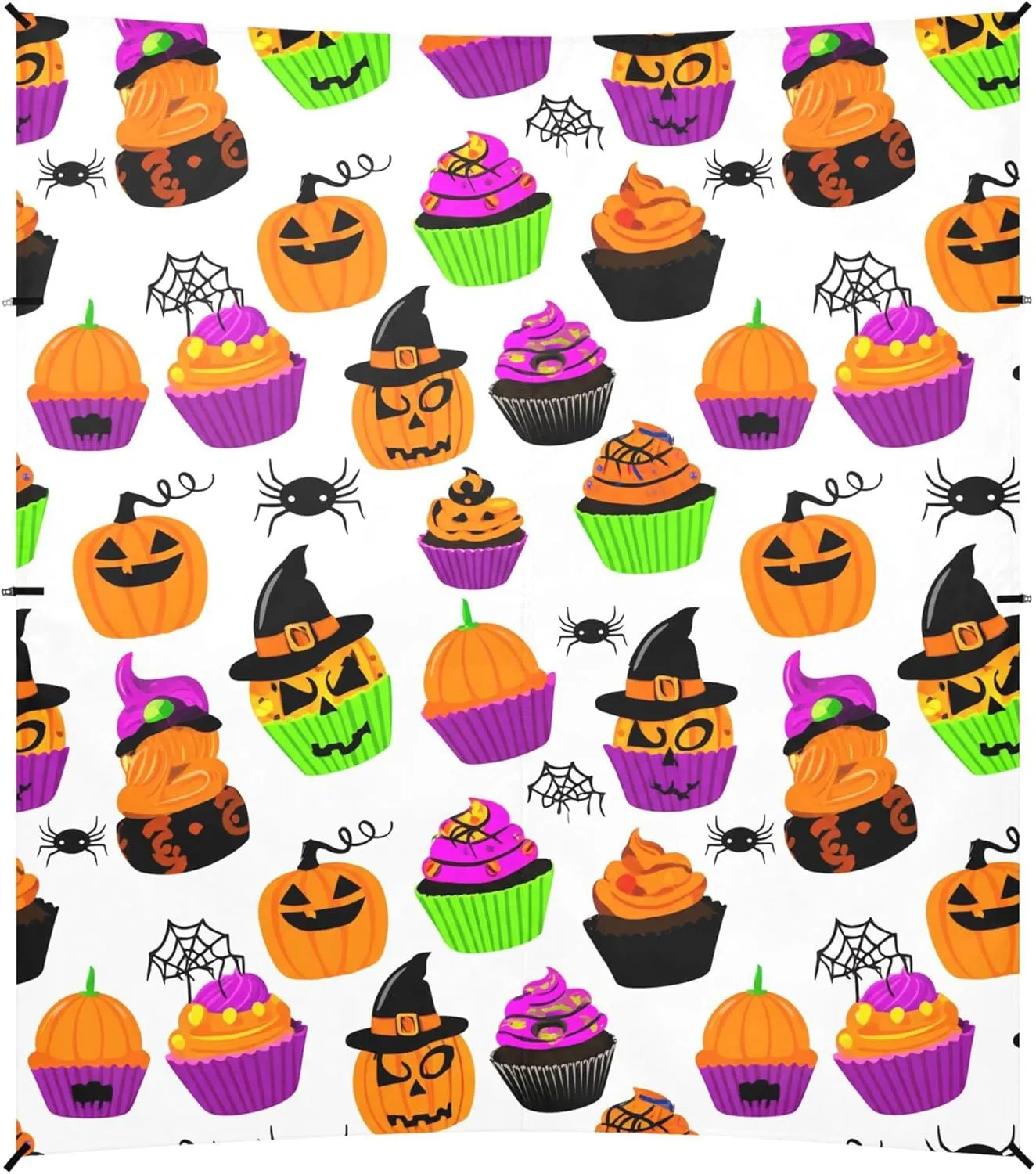 Burbuja Colorful Halloween Cupcakes Beach Canopy Windproof Beach Tent Sun Shade with 4 Sandbags & Sand Shovel, Portable Sun Shelter for Family Camping Picnic