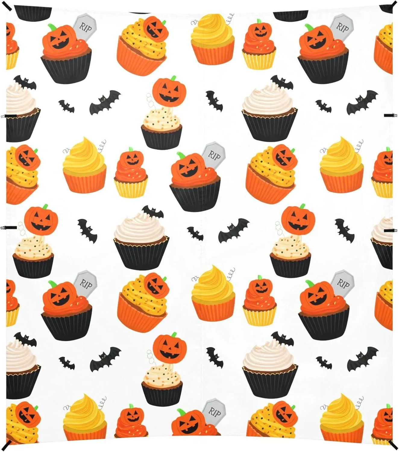 Burbuja Halloween Cupcakes Beach Canopy Windproof Beach Tent Sun Shade with 4 Sandbags & Sand Shovel, Portable Sun Shelter for Family Camping Picnic
