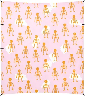 Burbuja Orange Skeleton on Pink Beach Canopy Windproof Beach Tent Sun Shade with 4 Sandbags & Sand Shovel, Portable Sun Shelter for Family Camping Picnic