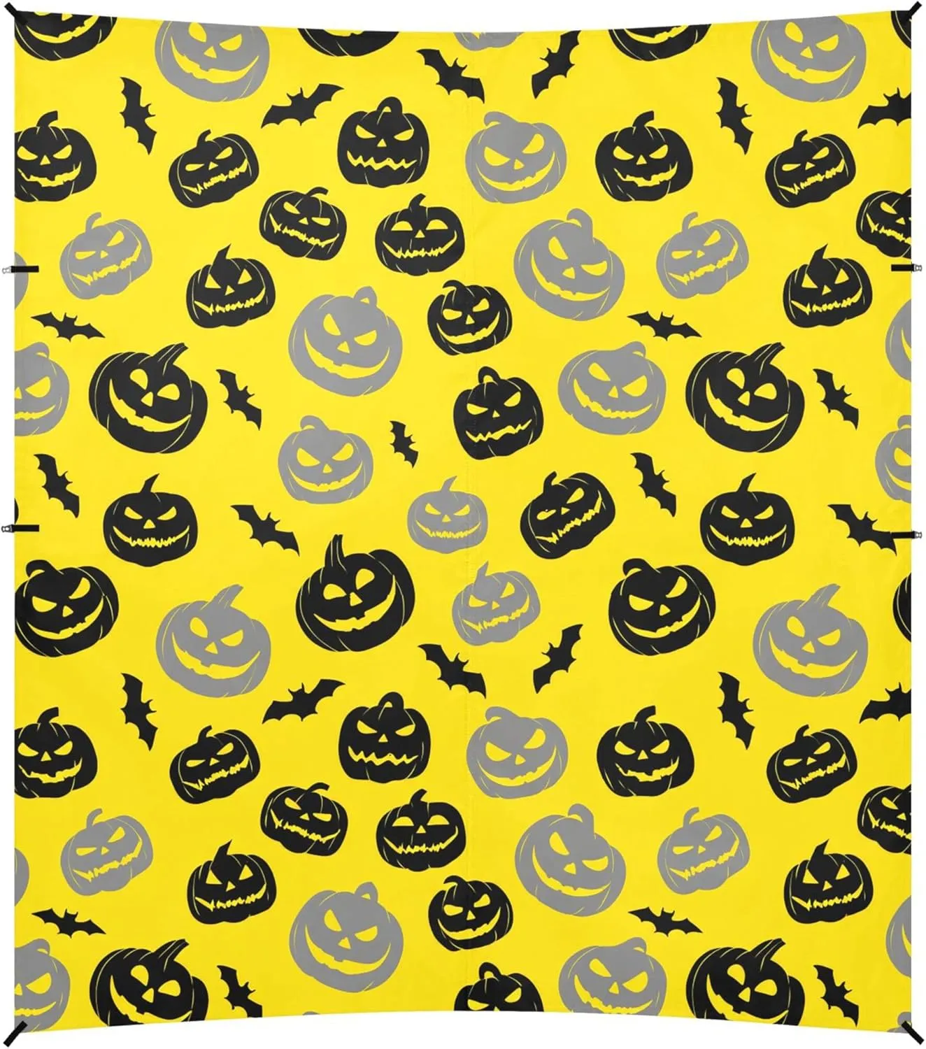 Burbuja Spooky Pumpkins on Yellow Beach Canopy Windproof Beach Tent Sun Shade with 4 Sandbags & Sand Shovel, Portable Sun Shelter for Family Camping Picnic