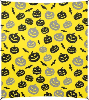 Burbuja Spooky Pumpkins on Yellow Beach Canopy Windproof Beach Tent Sun Shade with 4 Sandbags & Sand Shovel, Portable Sun Shelter for Family Camping Picnic