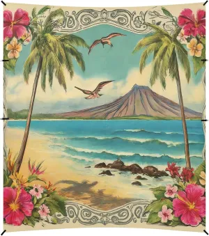 Burbuja Vintage Hawaiian Beach Canopy Windproof Beach Tent Sun Shade with 4 Sandbags & Sand Shovel, Portable Sun Shelter for Family Camping Picnic