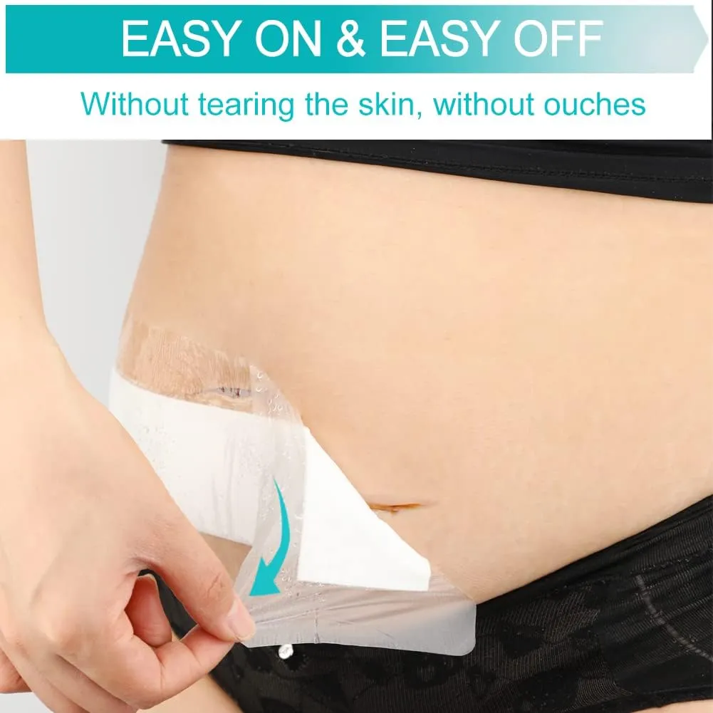 C-Section Waterproof Abdominal Incision Bandages Post Hysterectomy Tummy Tuck Shower Protector Scar Cover with Protective Pad Patches Island Dressing Tapes Large Wound Care Supplies 4x10 Pack of 25