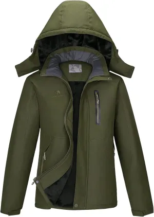 CAMEL CROWN Men's Mountain Waterproof Ski Jackets Warm Winter Snow Coat with Detachable Hood Windproof Rain Jacket