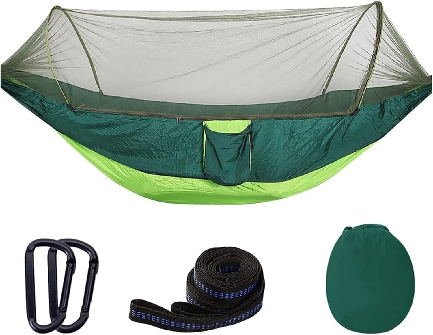 Camp Quick Open Camping Hammock with Mosquito Net Lightweight Portable Parachute Nylon Double Hammock Backpacking Survival Travel Strong, Mgreen