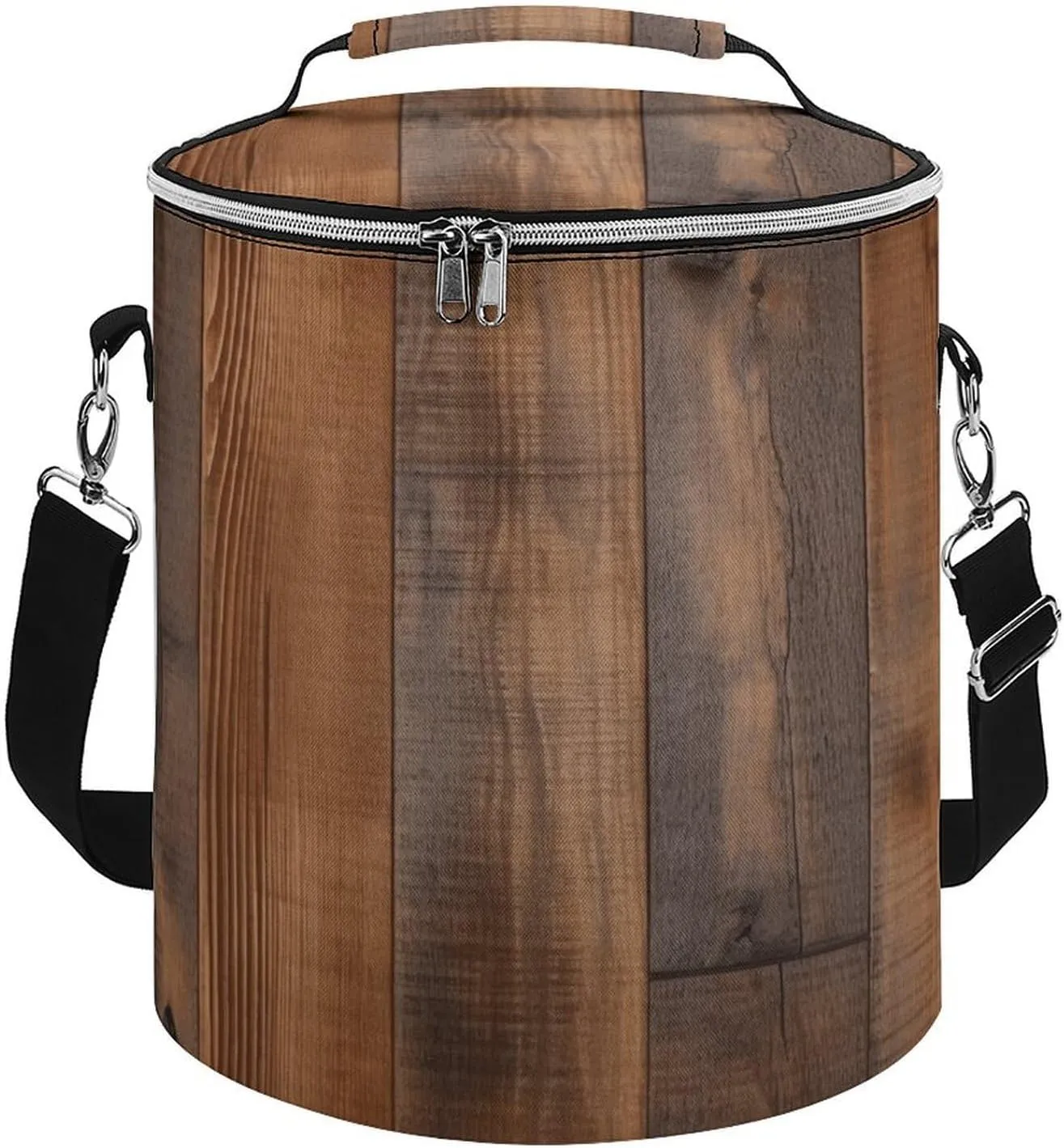 Camping Cooler Bag, Brown Wooden Print Portable Ice Pack Outdoor Cooler Bag Picnic Cooler Bag Foldable Cooler Bag, style