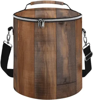 Camping Cooler Bag, Brown Wooden Print Portable Ice Pack Outdoor Cooler Bag Picnic Cooler Bag Foldable Cooler Bag, style
