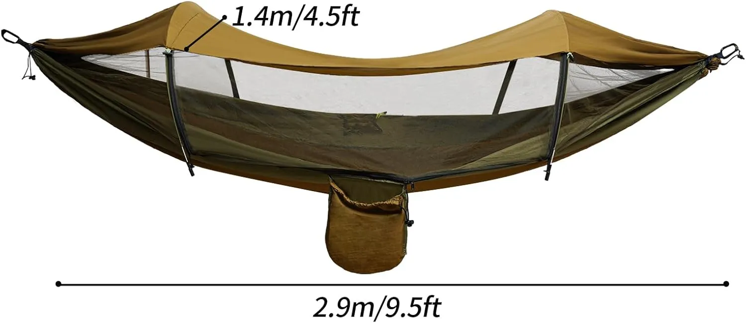 Camping Hammock with Mosquito Net, 2 Person Hammock Tent with Sunshade, Large Portable Double Single Hammock, Outdoor Mosquito Net for Camping Backpacking Backyard Hiking (Green)