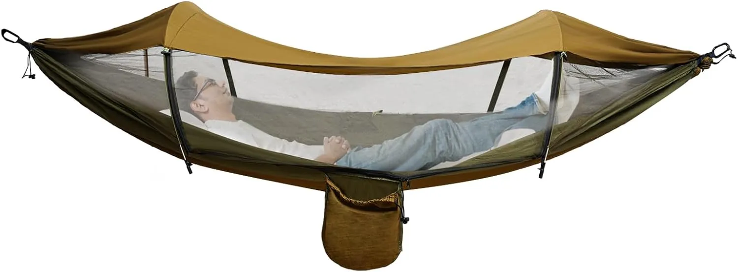 Camping Hammock with Mosquito Net, 2 Person Hammock Tent with Sunshade, Large Portable Double Single Hammock, Outdoor Mosquito Net for Camping Backpacking Backyard Hiking (Green)