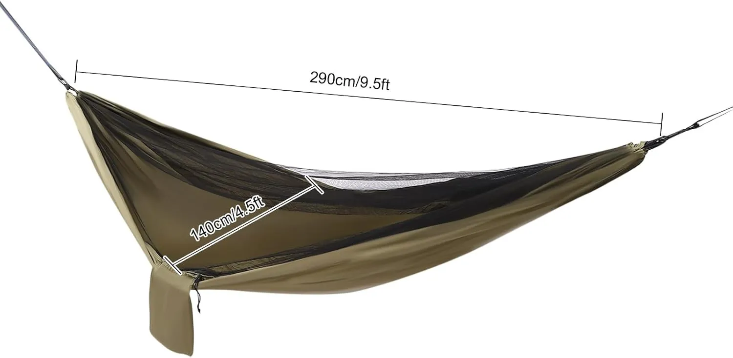 Camping Hammock with Mosquito Net,2 in 1 Hammock Tent with 7.5 * 6.8 ft Tarp,440lbs Heavy Duty Portable Tree Hammock Outdoor,210T Nylon Hammocks,Built-in Pocket Camping Gear (Army Green)