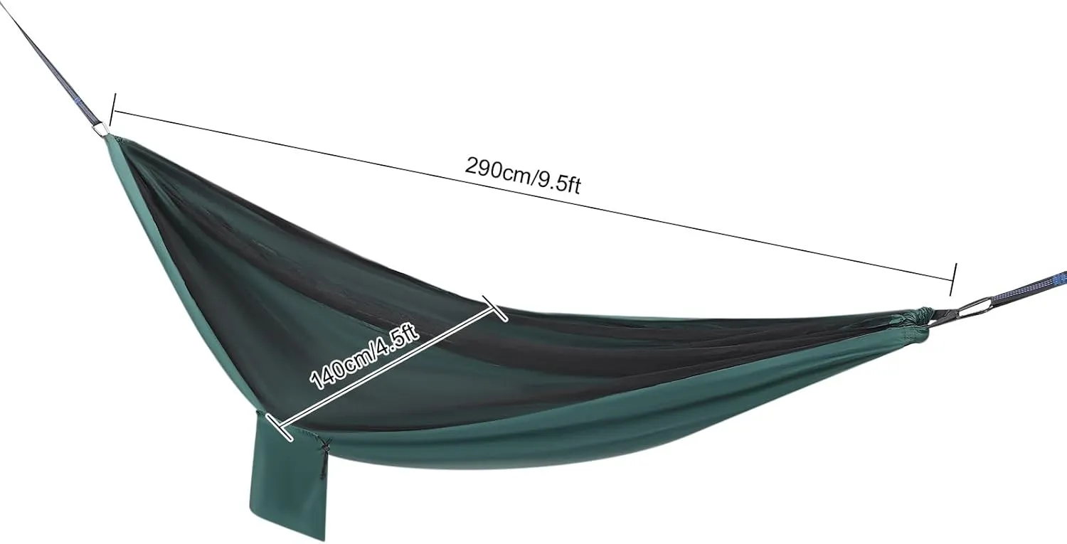 Camping Hammock with Mosquito Net,2 in 1 Hammock Tent with 7.5 * 6.8 ft Tarp,440lbs Heavy Duty Portable Tree Hammock Outdoor,210T Nylon Hammocks,Built-in Pocket Camping Gear (Black Blackish Green)
