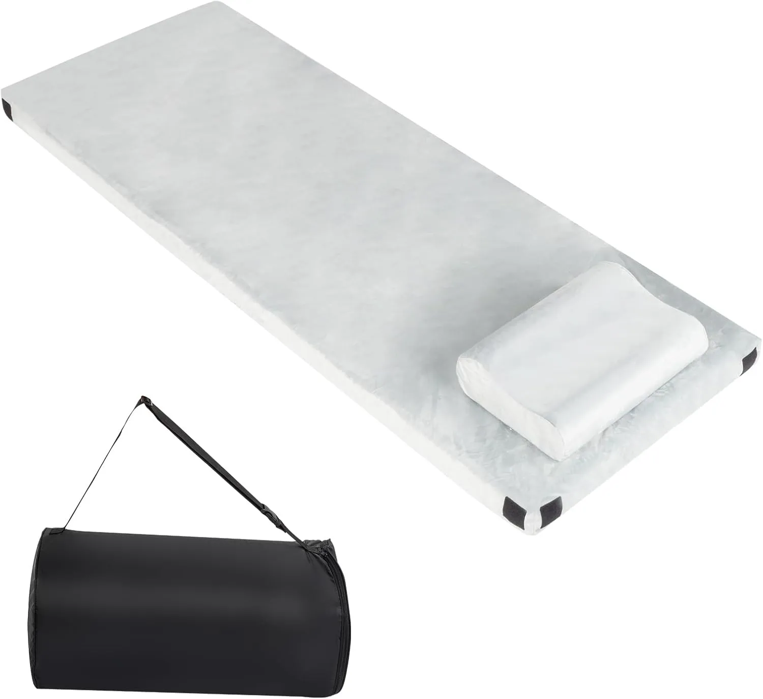 Camping Mattress with 2-Layer Foam Design, 3" Thick Memory Foam Sleeping Pad, Plush Velvet Cover, Portable Camping Mat w/Travel Bag and Strap, Perfect for Hiking, College Dorm, Play Area, Gray