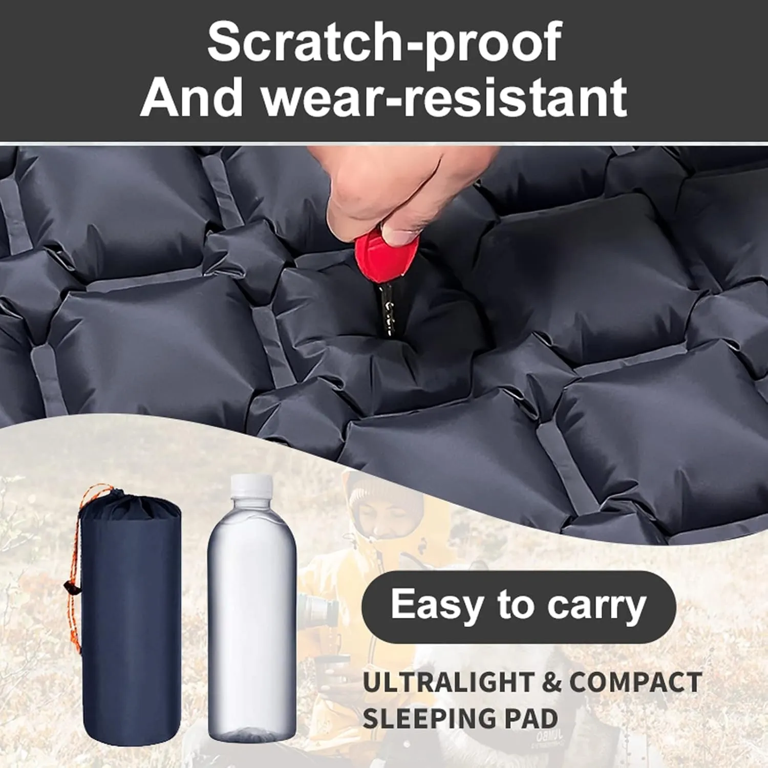 Camping Sleeping Pad, Outdoor Camping Sleeping Pad Folding Sleep Mat Beach Inflat Mattress with Pillows Ultralight Air Mat Travel Hiking New
