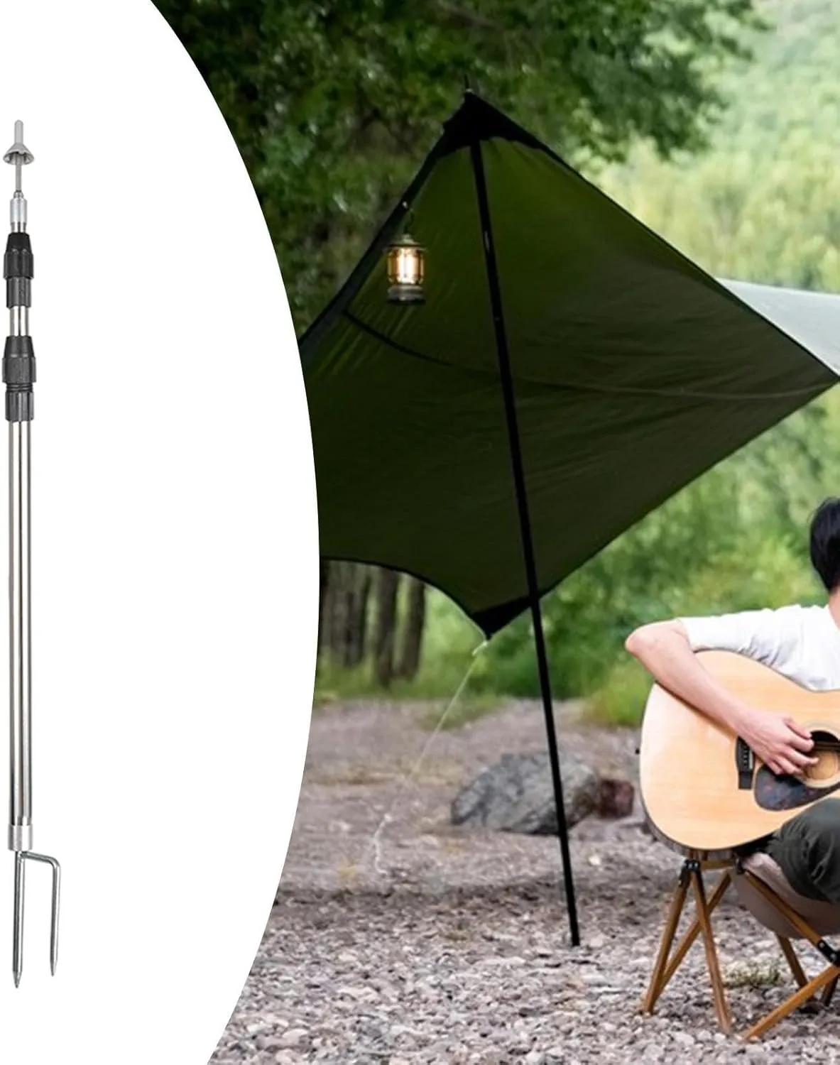 Camping Tarp Poles Awning Poles Shade Beach Tent Rods Heavy Duty Stainless Steel Tent Pole Canopy Poles for Sports Camping
