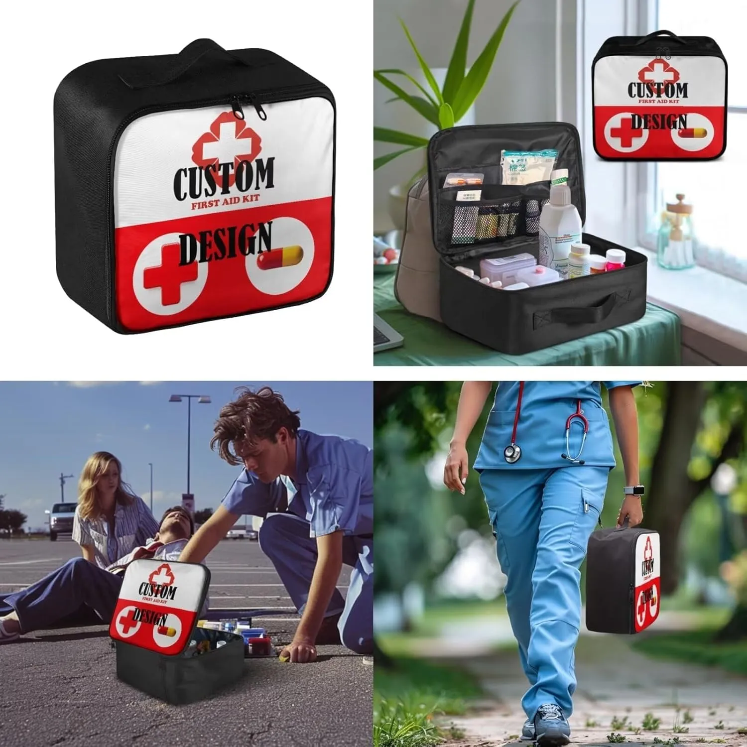 Can Be Personalized First Aid Kit Bag Empty Medical Kit Home Travel Workplace Car Dorm Essentials,Hunting Hiking Camping Gear (Bag Only) 11.02 x 9.64 x 4.92 IN