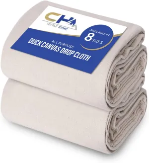 Canvas Drop Cloth for Painting (Size 4 x 12 Feet - Pack of 2) - Pure Cotton Painters Drop Cloth for Painting, Furniture & Floor Protection - All Purpose Thick Canvas tarp with Double Stitched Edges
