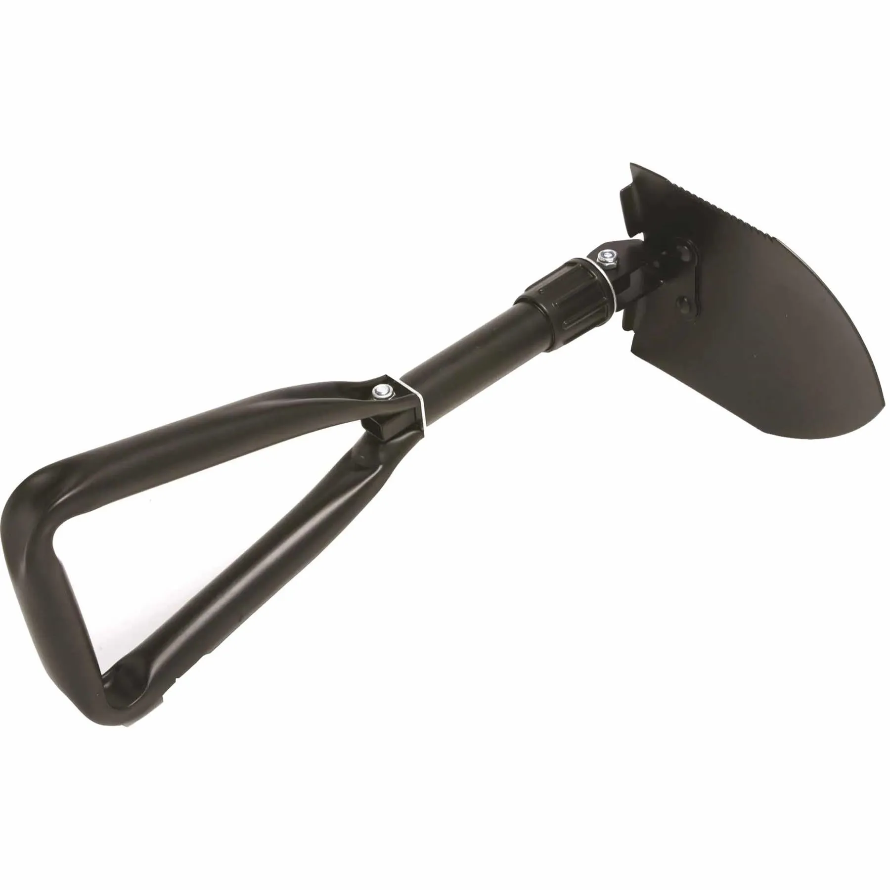Carbon Steel Portable and Compact Folding Boot Shovel serrated blade with tubular steel handle