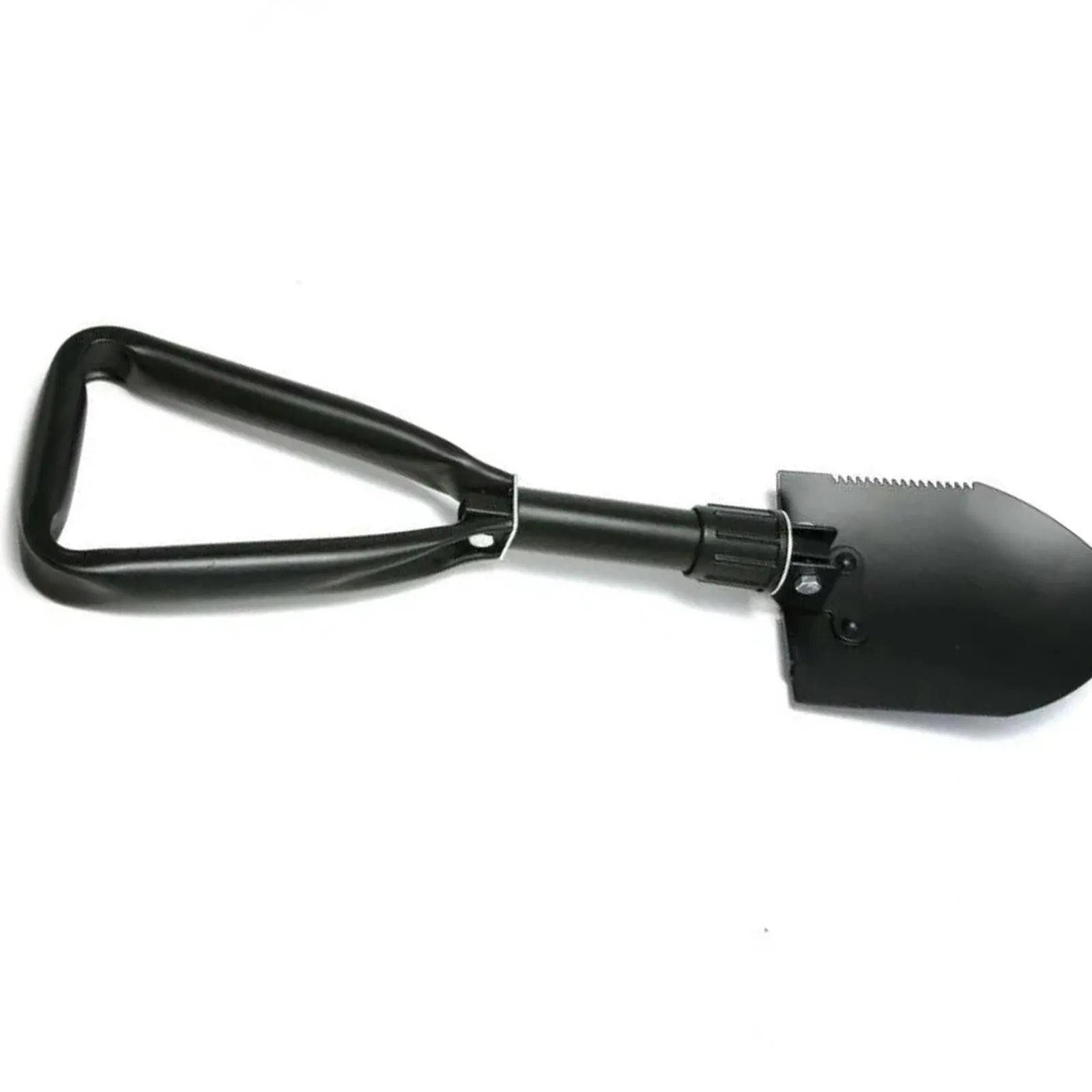 Carbon Steel Portable and Compact Folding Boot Shovel serrated blade with tubular steel handle