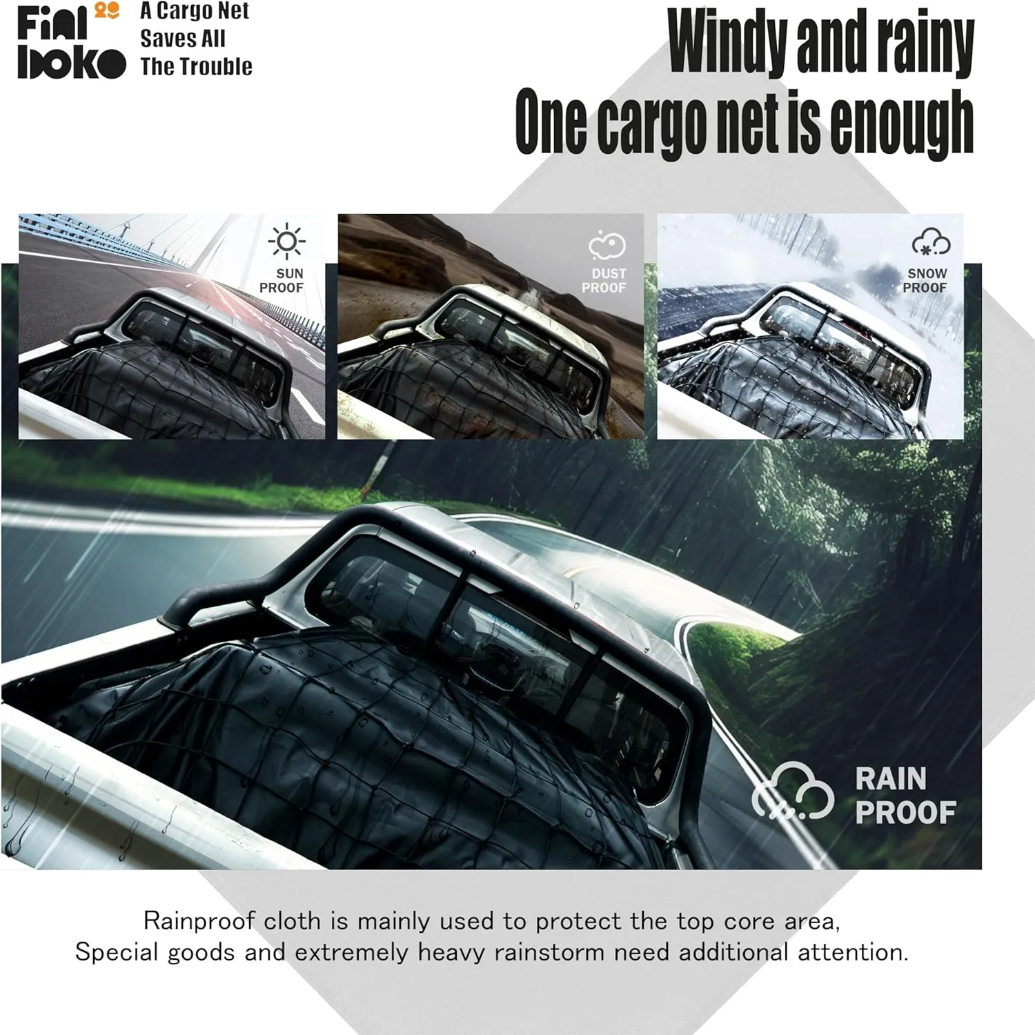 Cargo Net for Pickup Truck Bed,4' x 6' Stretches to 8' x 12' - Small Mesh Bungee Net Cargo Netting with Portable Truck Bed Tarp,Cargo Net Suitable for Daily and Rainy Day Loading of Trucks