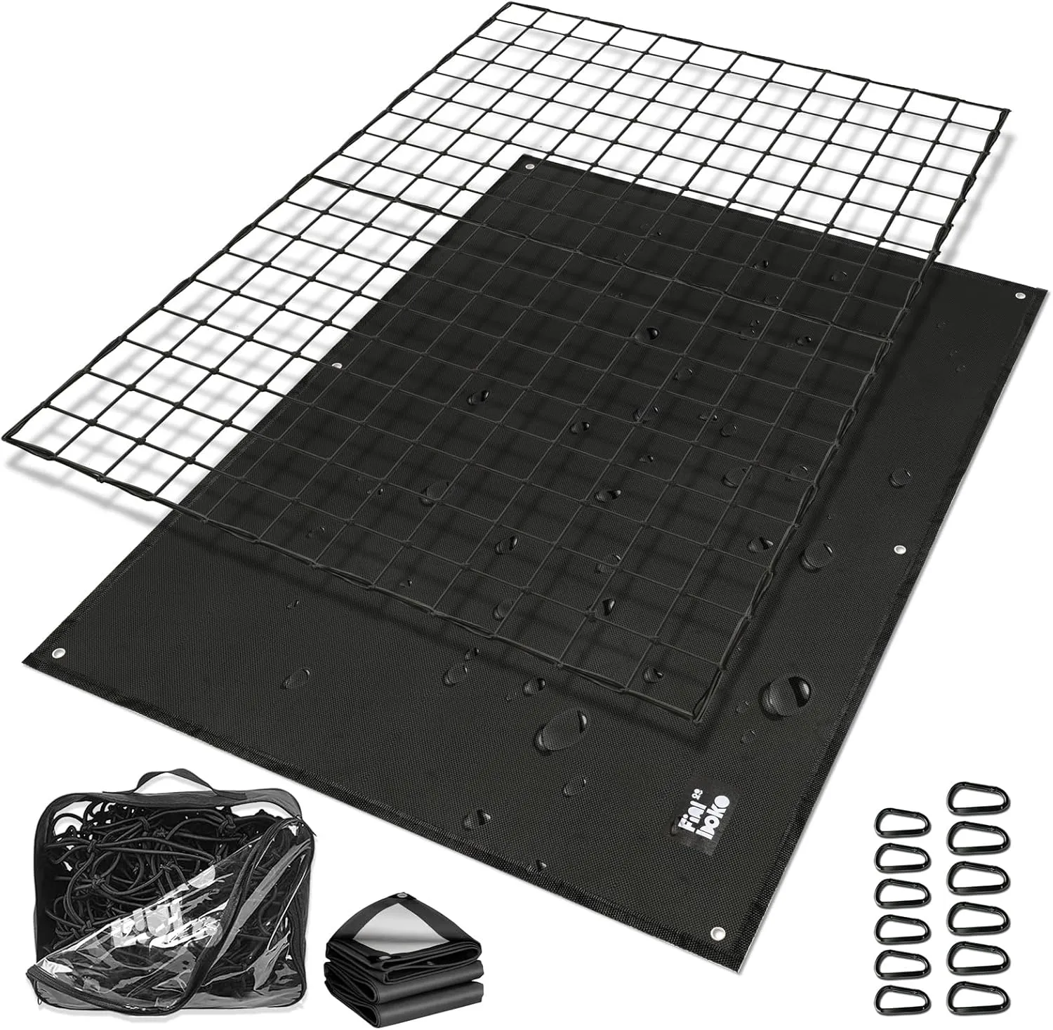 Cargo Net for Pickup Truck Bed,4' x 6' Stretches to 8' x 12' - Small Mesh Bungee Net Cargo Netting with Portable Truck Bed Tarp,Cargo Net Suitable for Daily and Rainy Day Loading of Trucks