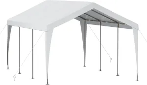 Carport 12x20 Heavy Duty Portable Garage,Galvanized Frame Carport Canopy,Portable Garages and Shelters with 8 Leg&4 Wind Rope,Car Tent Garage with All-Season Tarp for Boat Truck,Without Sidewall
