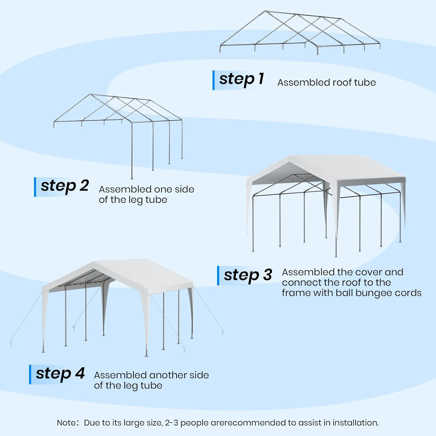 Carport 12x20 Heavy Duty Portable Garage,Galvanized Frame Carport Canopy,Portable Garages and Shelters with 8 Leg&4 Wind Rope,Car Tent Garage with All-Season Tarp for Boat Truck,Without Sidewall