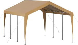 Carport 12x20 Heavy Duty Portable Garage,Galvanized Frame Carport Canopy,Portable Garages and Shelters with 8 Leg&4 Wind Rope,Car Tent Garage with All-Season Tarp for Boat Truck,Without Sidewall