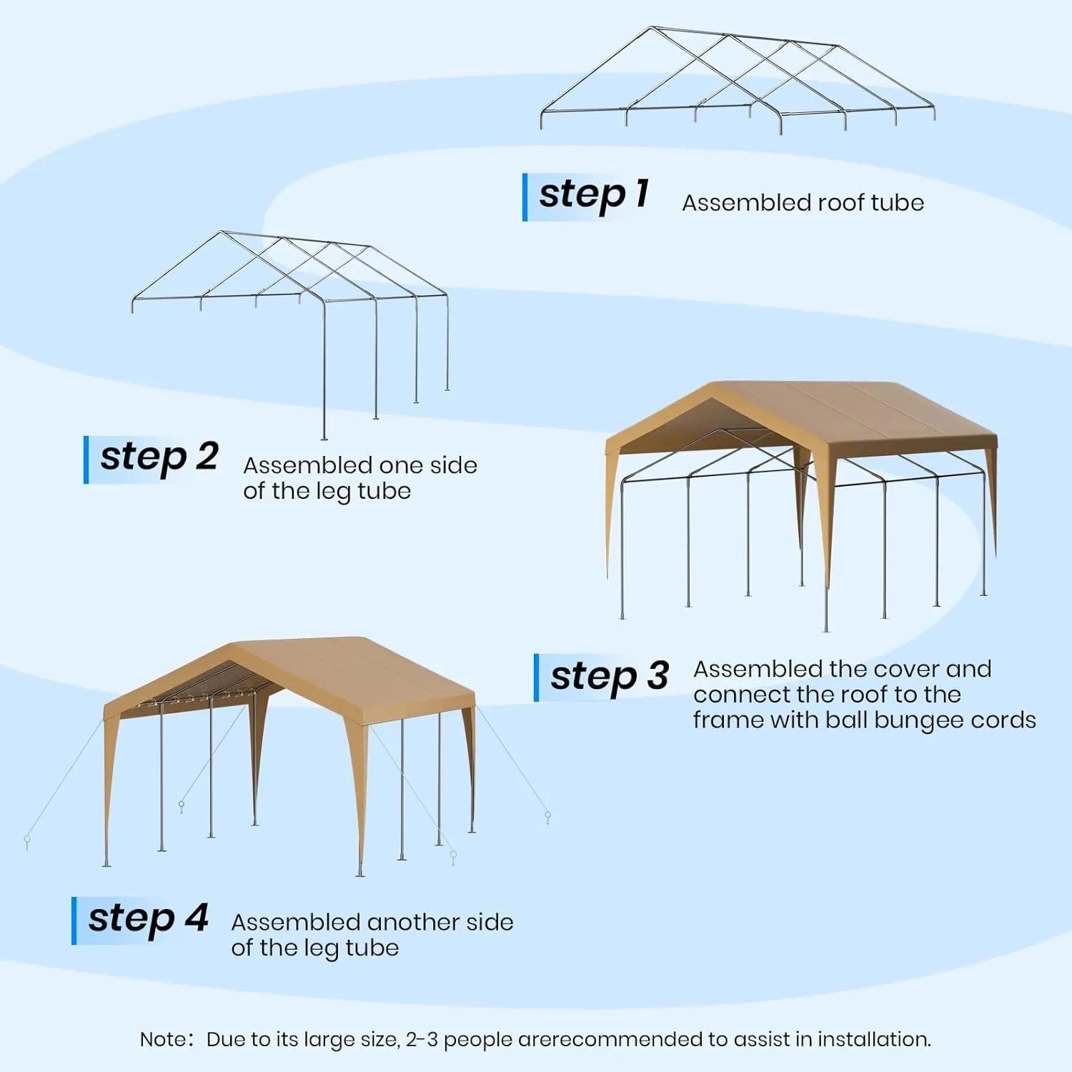 Carport 12x20 Heavy Duty Portable Garage,Galvanized Frame Carport Canopy,Portable Garages and Shelters with 8 Leg&4 Wind Rope,Car Tent Garage with All-Season Tarp for Boat Truck,Without Sidewall
