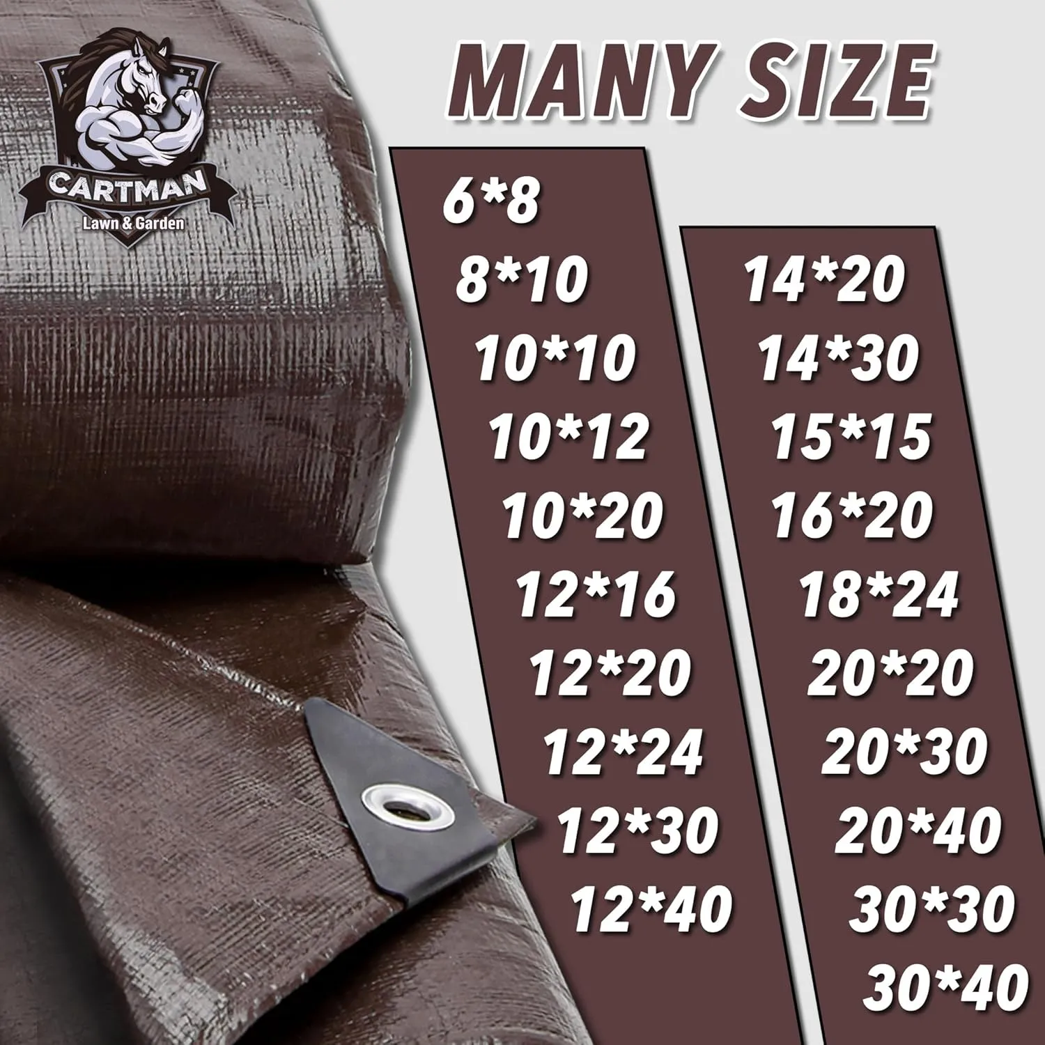 CARTMAN Finished Size 12x24 Feet Extra Thick 20 Mil Brown Ultra Heavy Duty Poly Tarp, Multipurpose Protective Cover, UV Resistant, Waterproof Poly Tarpaulin with Reinforced Edges
