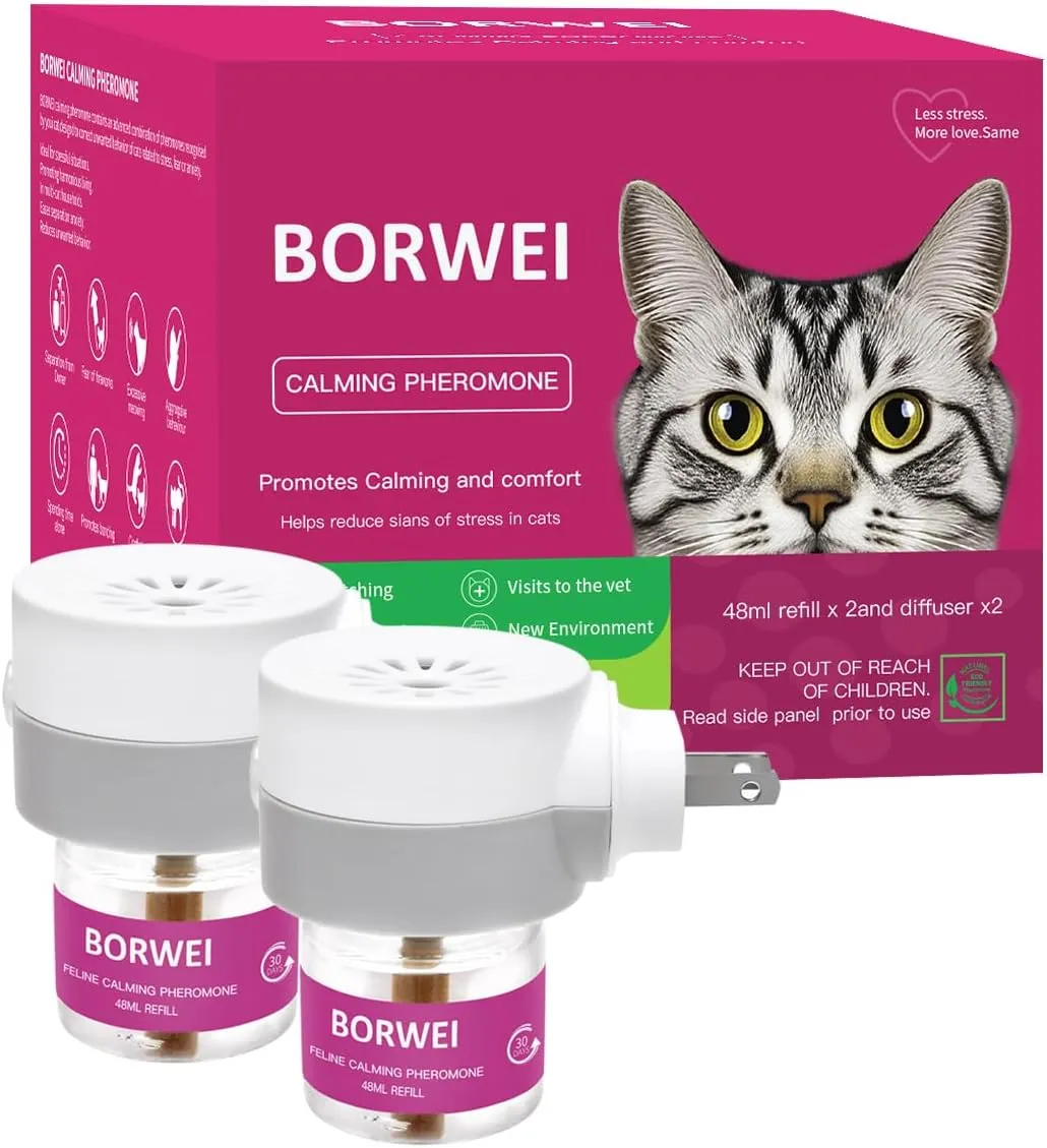 Cat Pheromones Calming Diffuser Premium Pheromone Diffuser for Cats - Cat Pheromones Diffuser - Cat Calming Diffuser - Cat Calming Pheromone Diffuser (Grey)