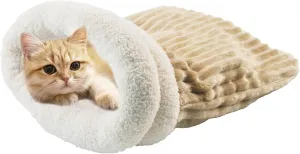 Cat Sack Sleeping Bag, Large Soft Plush Cat Sleeping Bag Cozy Warm Cat Cave Bed Cat Sleep Bag for Indoor Cats Comfortable Winter Cat Snuggle Sack for Cats Kitten Rabbits Guinea Pigs(Brown)