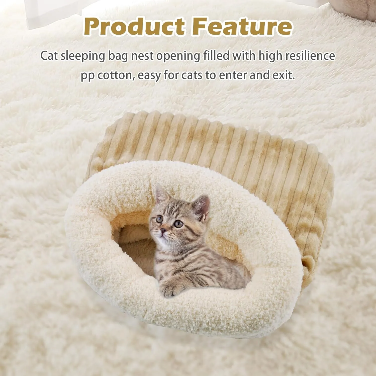 Cat Sack Sleeping Bag, Large Soft Plush Cat Sleeping Bag Cozy Warm Cat Cave Bed Cat Sleep Bag for Indoor Cats Comfortable Winter Cat Snuggle Sack for Cats Kitten Rabbits Guinea Pigs(Brown)