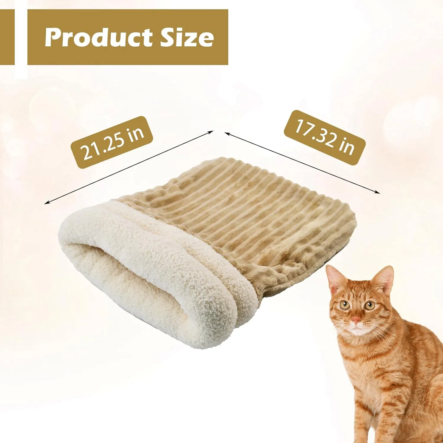 Cat Sack Sleeping Bag, Large Soft Plush Cat Sleeping Bag Cozy Warm Cat Cave Bed Cat Sleep Bag for Indoor Cats Comfortable Winter Cat Snuggle Sack for Cats Kitten Rabbits Guinea Pigs(Brown)