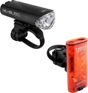 CATEYE HL-EL160 & Tight Kinetic Bike Light Set – IPX7 Waterproof Combo, OptiCube™ Lens, Kinetic Brake Light, AA Battery Powered, 65hr Runtime, for Road, MTB, Gravel Cycling