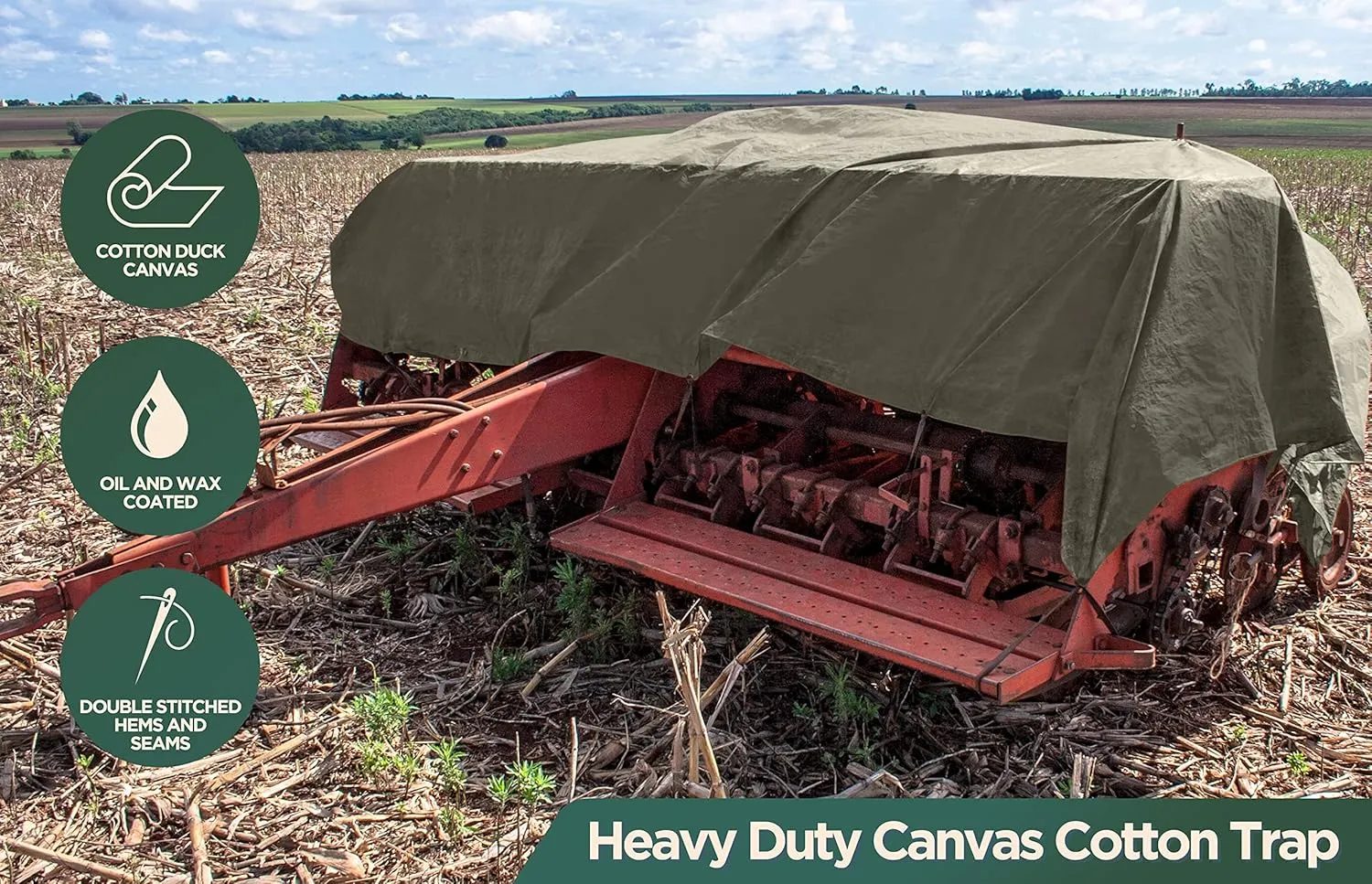 CCS Waterproof Canvas Tarp Cover (21oz) – Heavy Duty Duck Cloth, Waxed Canvas Tarpaulin with Rustproof Brass Grommets for Camping, Construction, Equipment & Outdoor Use (Olive Drab,8x10 Ft)