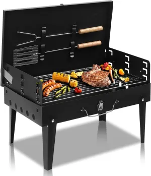 Charcoal Grill,Portable for Barbecue, Folding BBQ Grill, (17.32 x 10.63 x 8.66)" for Outdoor Camping Hiking Picnics Traveling