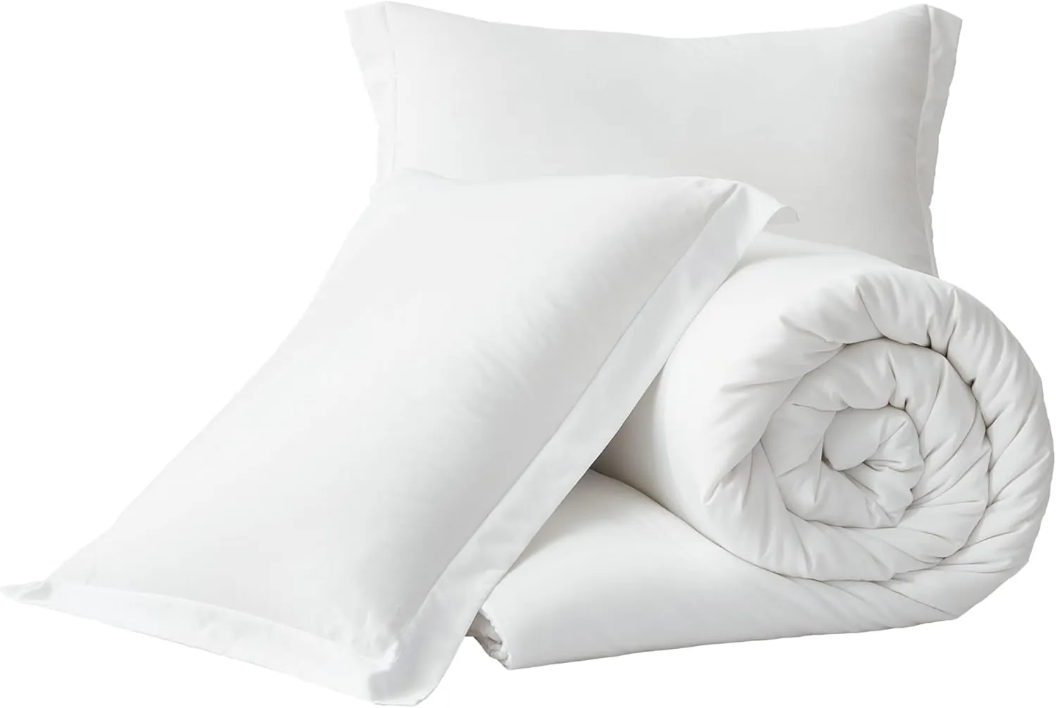 Chezmoi Collection Cliff 3-Piece Lightweight Cooling Comforter Set, Queen- Rayon Derived from Bamboo & Polyester Blended, Soft Breathable Bedding for Hot Sleepers, White