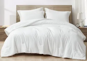 Chezmoi Collection Cliff 3-Piece Lightweight Cooling Comforter Set, Queen- Rayon Derived from Bamboo & Polyester Blended, Soft Breathable Bedding for Hot Sleepers, White