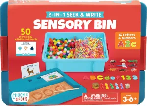 Chuckle & Roar - Sensory Bin - Tactile Learning for Toddlers - Montessori Preschool Activities - Plastic Storage Bin for Travel - Kids Activity Set