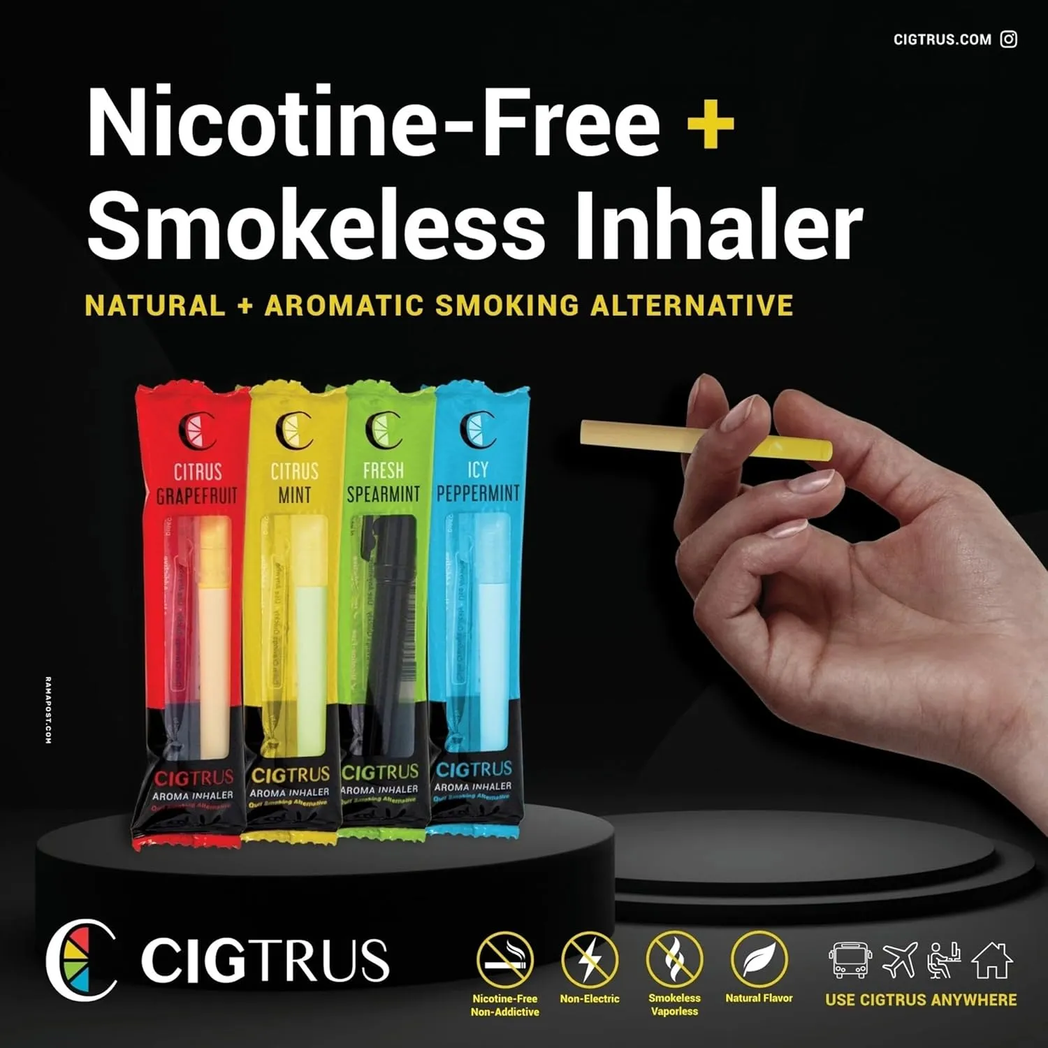 Cigtrus Oral Fixation Craving Relief Quit Smoking Aid Tobacco Free Nicotine Free Non-Electric Natural Support 4 Flavor Variety Pack