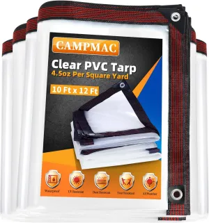 Clear Tarp 10 x 12 FT Medium Duty Waterproof New Material Tarp Cover, Grommet Every 20 Inches, for Plant, Garden, Chicken Coop, Patio
